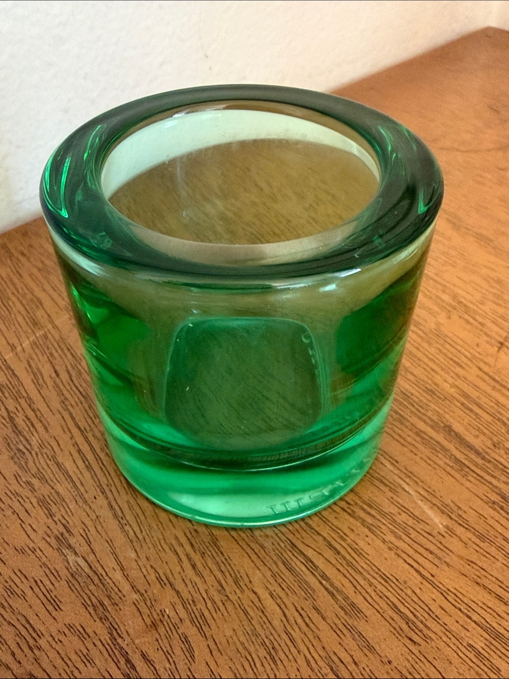 Marimekko Iittala green glass candle tea light holder